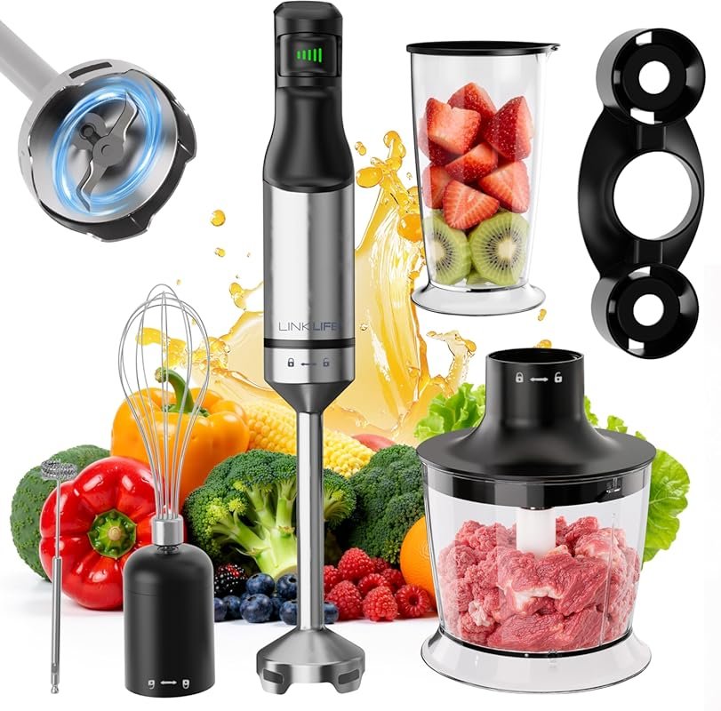 1200W 5‑in‑1 Speed Immersion Blender Handheld with Whisk, Chopper, Mil