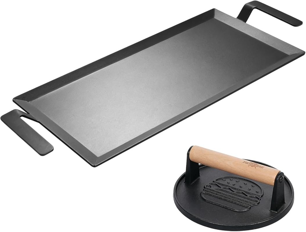 XUDAKAIXIN Carbon Steel Griddle with Grill Press