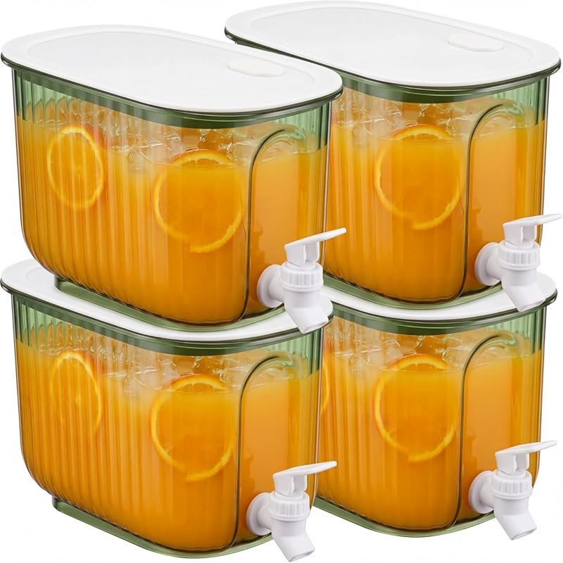 FillTouch 4-Pack Fridge Drink Dispensers with Spouts and Lids for Juic