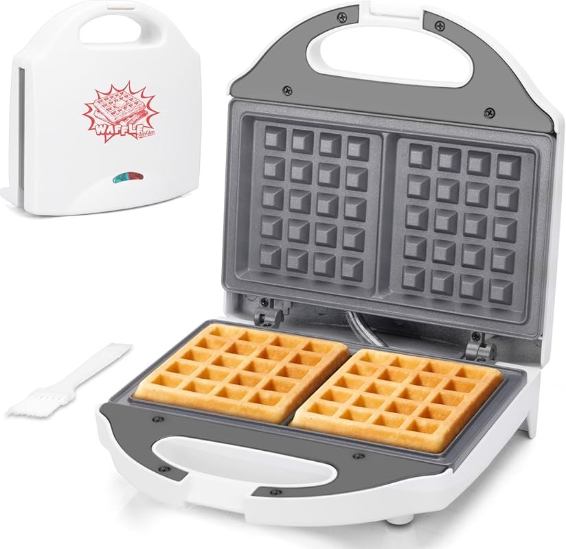 AshGlen Ceramic Mini Belgian Waffle Maker, PFAS-Free, Makes 2 Small Wa