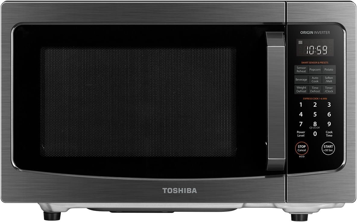 TOSHIBA Flatbed Microwave with Inverter Tech, Smart Sensor & Mute Func