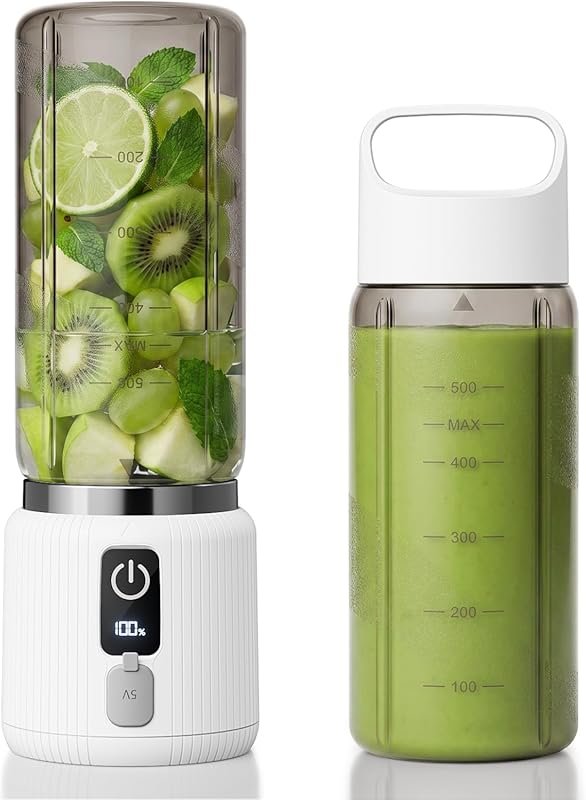 COKUNST 8‑Blade Portable Blender, USB‑C Rechargeable 17 oz White Smoot