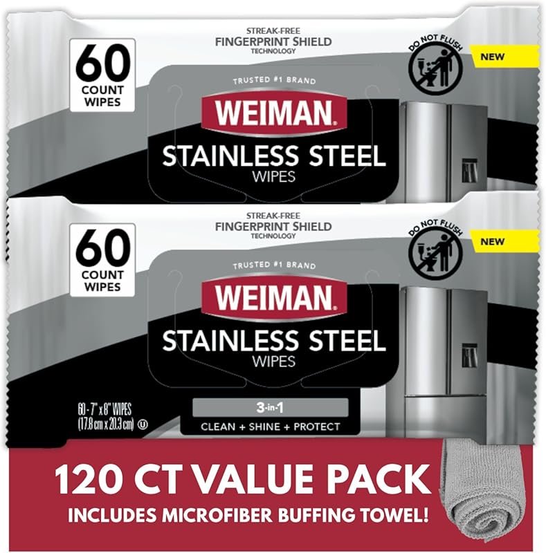 Weiman Stainless Steel Polish Kit Anti-Fingerprint Removes Grease Wate