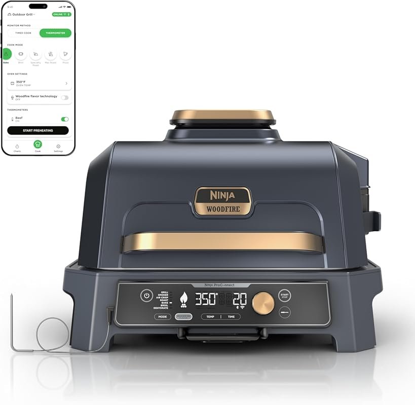 Ninja Woodfire Pro Connect XL Outdoor Grill & Smoker, Bluetooth, 7-in-