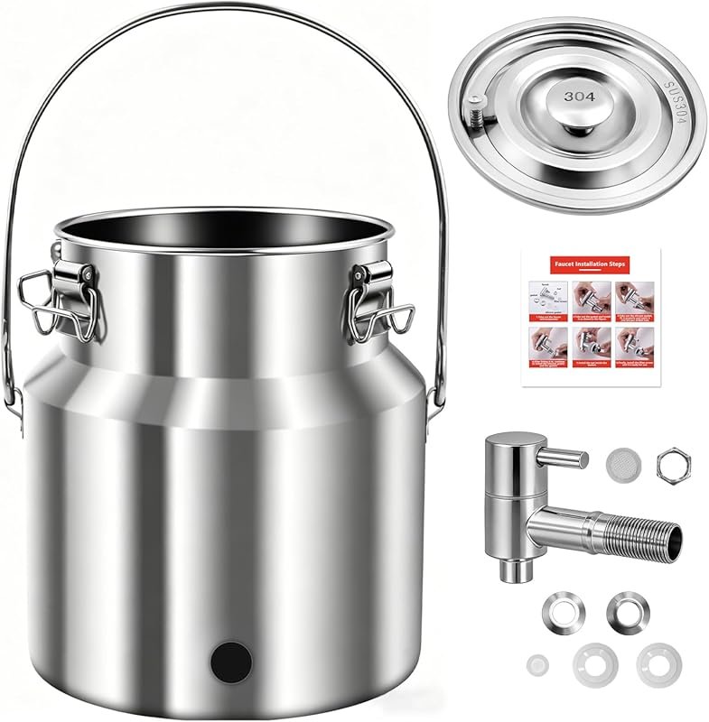 304 Stainless Steel Water Dispenser with Faucet, Thickened Milk Can wi