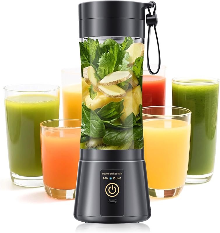 Cordless 380 ml Portable Blender for Smoothies & Shakes, 6‑Blade Light