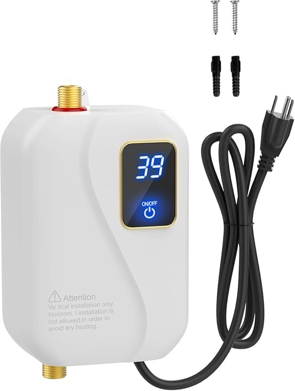 3000W Under Sink Tankless Water Heater, 110V Instant Hot Water with Di