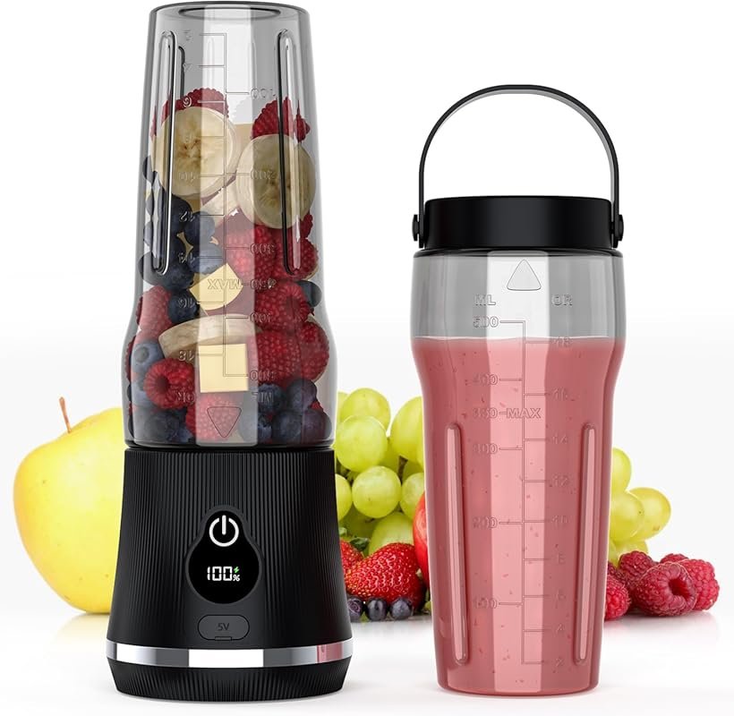 6‑Blade Stainless Steel Portable Blender, USB‑C Rechargeable 17 oz Min