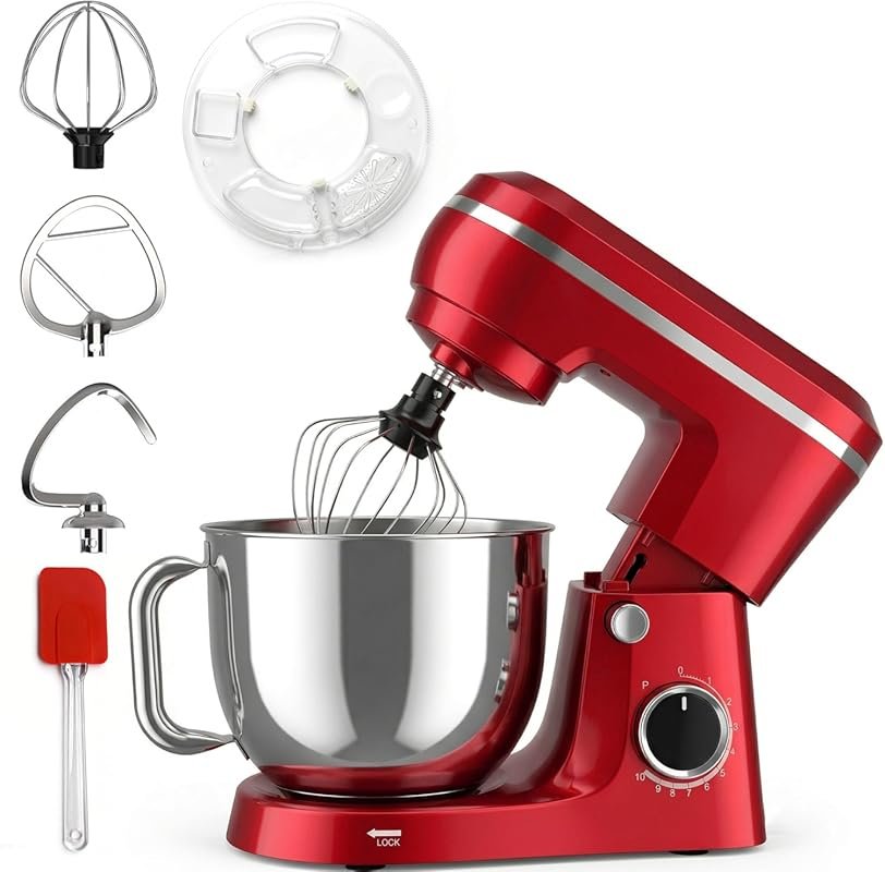 Household Stand Mixer with 6.5QT Bowl, 10+p Speeds, Tilt-Head & Egg Se