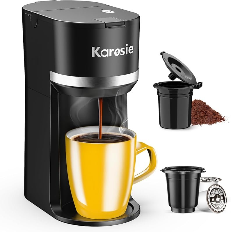 Single Serve Coffee Maker for K-Cup & Grounds, Fast Brew, 6–12 oz Size