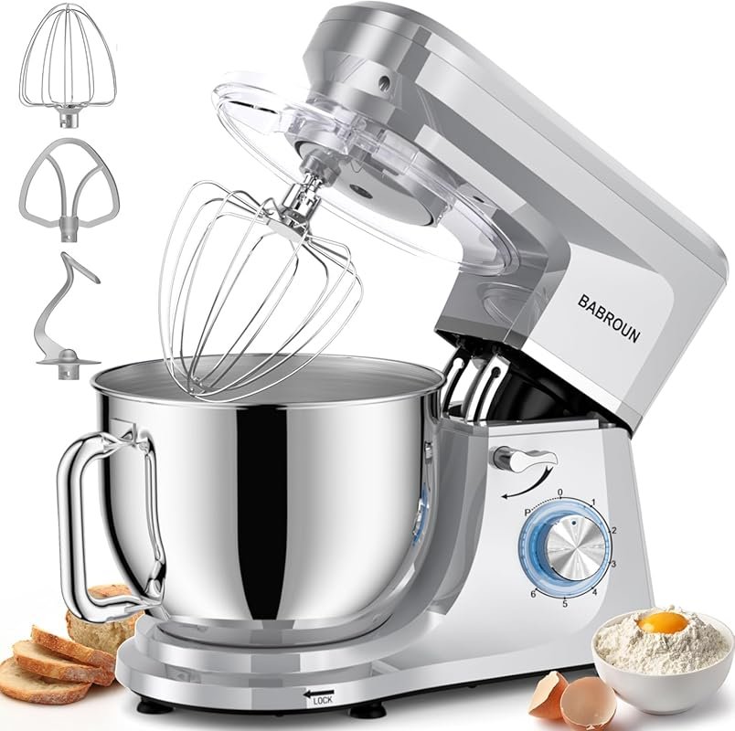 8.45QT 660W Electric Stand Mixer with Whisk, Dough Hook & Beater for B