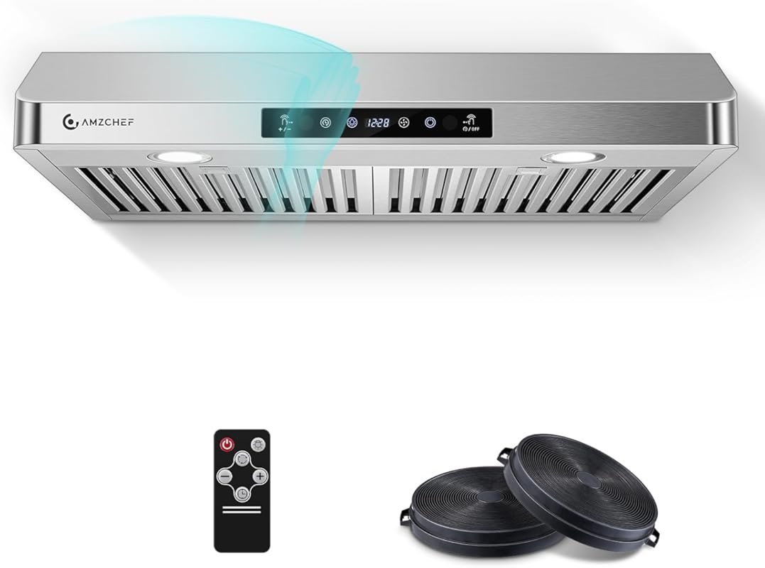 AMZCHEF 30‑Inch Dual‑Fan Under‑Cabinet Range Hood – 1050 CFM, 3‑Speed