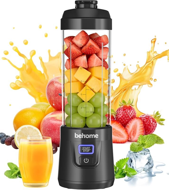 Behome 14 oz BPA‑Free Portable Blender, USB‑C Rechargeable Smoothie Cu