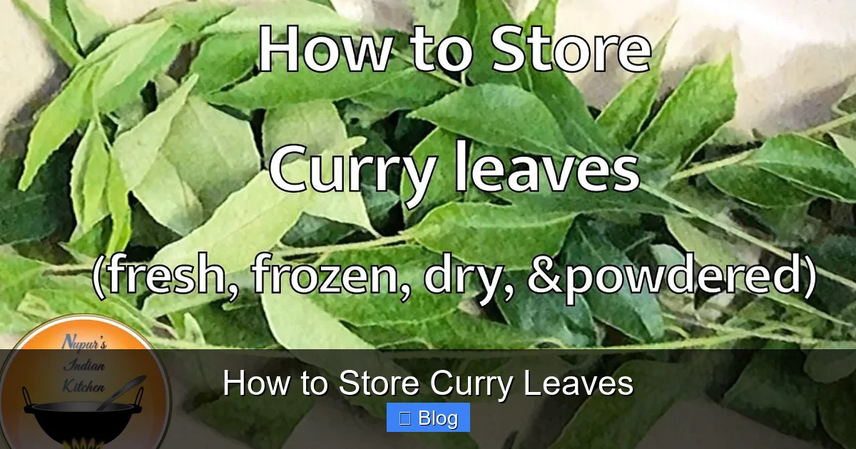 How to Store Curry Leaves