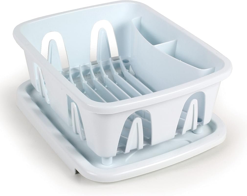 Camco RV Mini Dish Drainer & Tray – Sloped Drain Tray, Heavy-Duty Cons