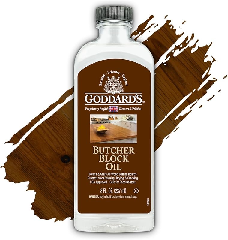 Goddard's Butcher Block Oil 8 oz - Food Grade Mineral Oil for Wood Cut