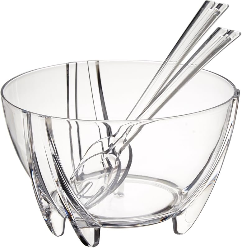 Prodyne 6-Quart Acrylic Salad Bowl with Servers