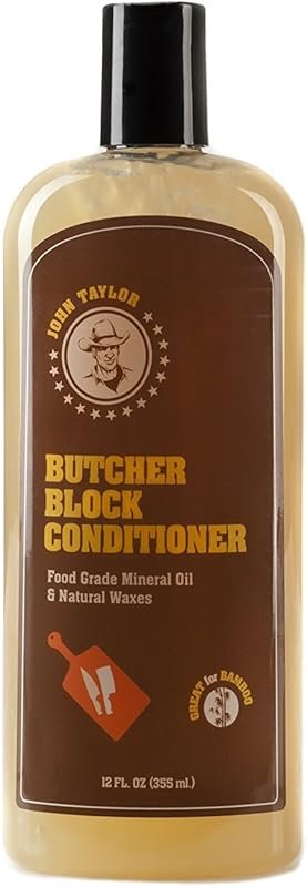 John Taylor Butcher Block Conditioner - 12 oz, made with Food Grade Mi