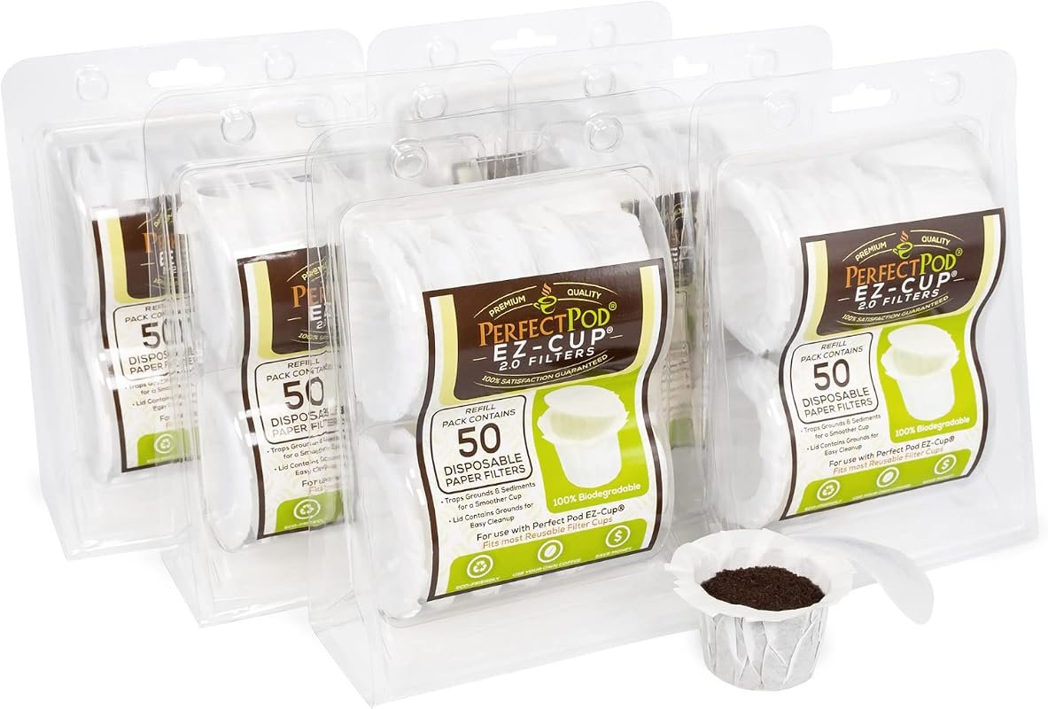 Perfect Pod EZ-Cup 2.0 Disposable Paper Coffee Filters for Single-Serv