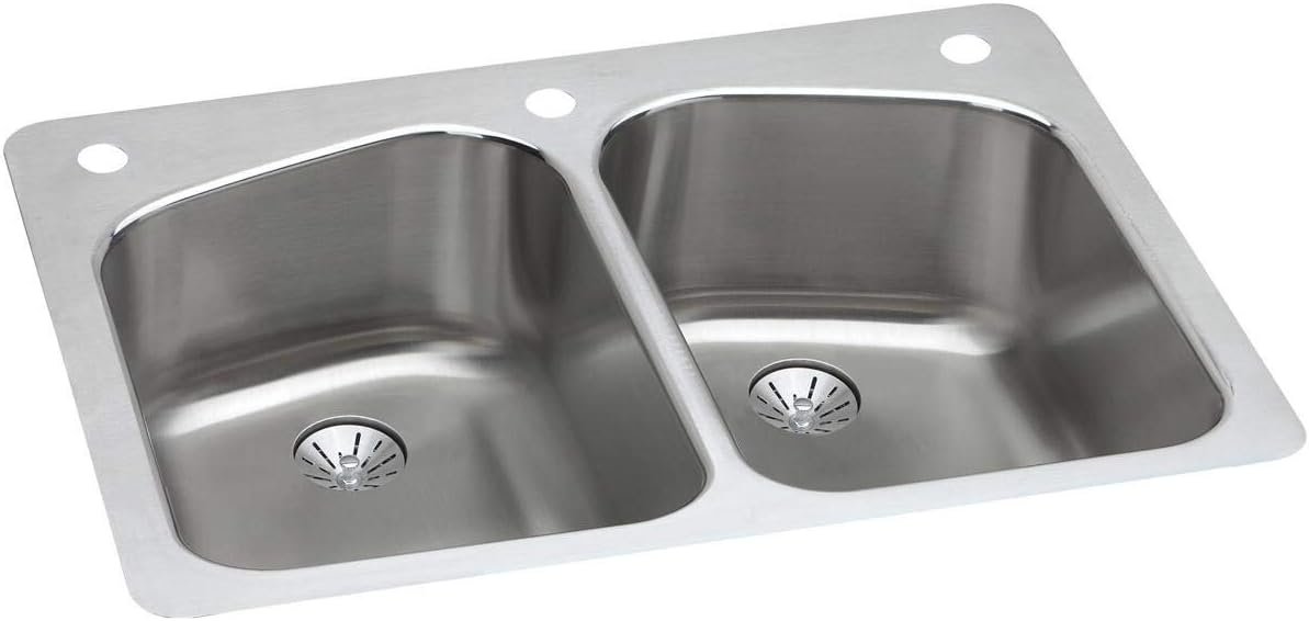 Elkay Lustertone LKHSR33229PD3 Classic Equal Double Bowl Dual Mount St