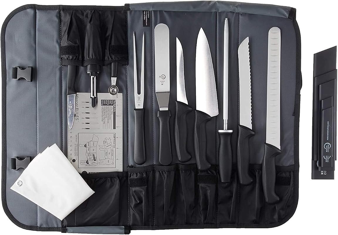 Mercer Culinary Partners in Education 23-Piece Millennia Culinary School Kit, Black - Complete Chef Knife Set