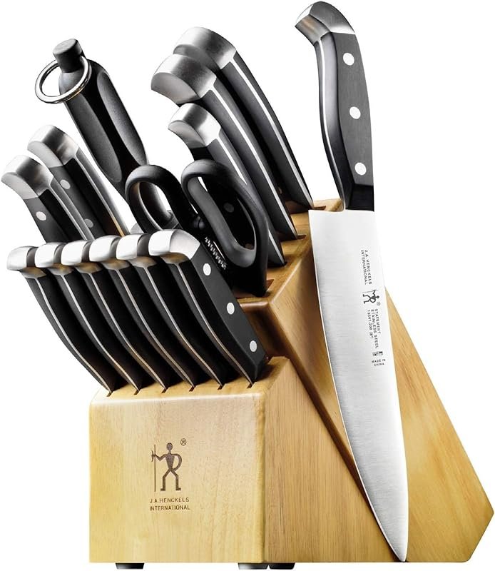 HENCKELS Statement 15-Piece Knife Block Set, Natural, Razor-Sharp German Engineered, Lightweight & Dishwasher Safe