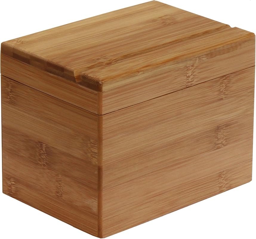 Oceanstar Natural Bamboo Recipe Box with Divider, 6.8x4.9x5.1 Inches,