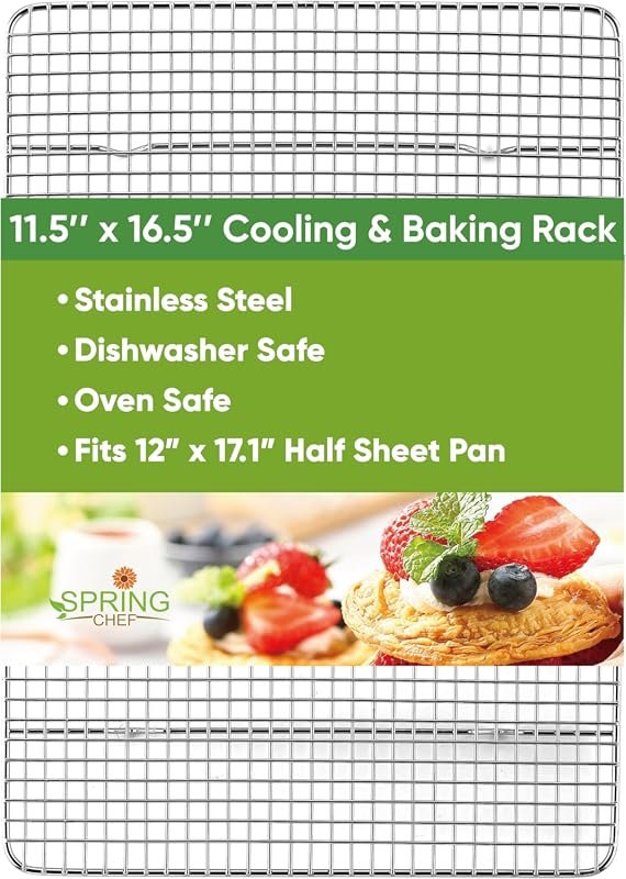 Spring Chef 11.5x16.5 Inch Stainless Steel Cookie Cooling Rack, Oven S