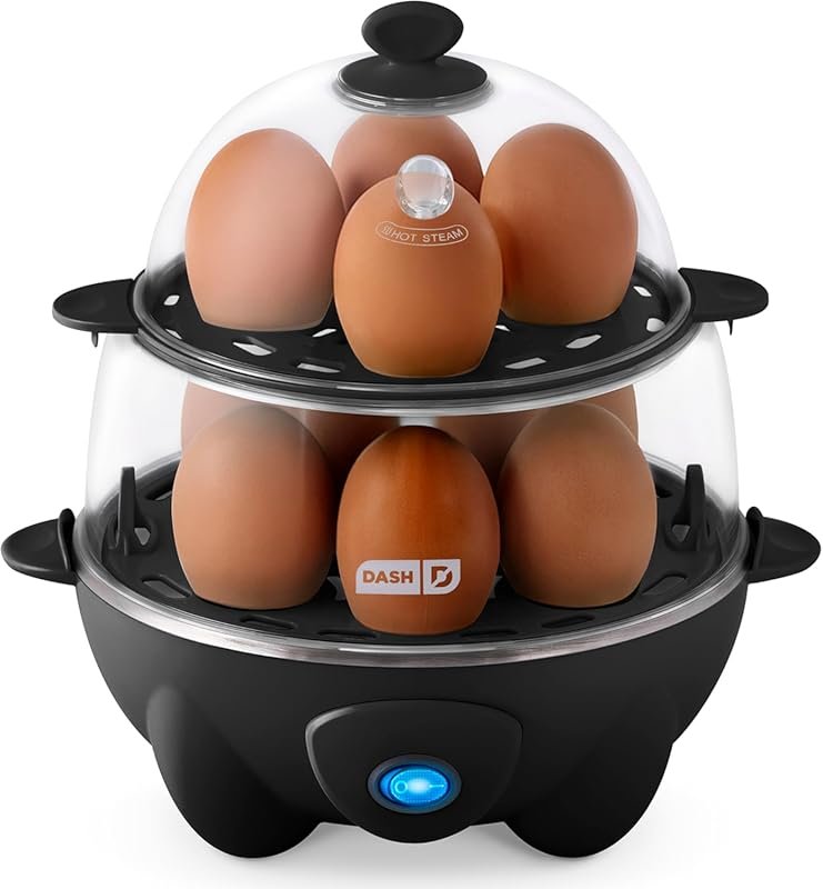 Dash Deluxe Egg Cooker – Boils, Poaches, and Steams 12 Eggs with Auto 