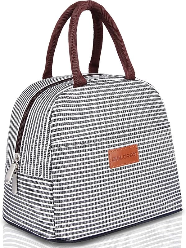 BALORAY Insulated Lunch Bag for Women and Men, Reusable Tote with Blac