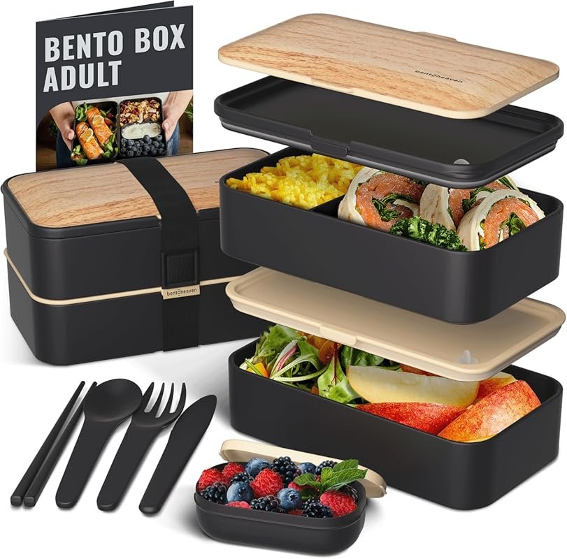Bentoheaven Premium Bento Box for Adults with Compartments, Utensils i