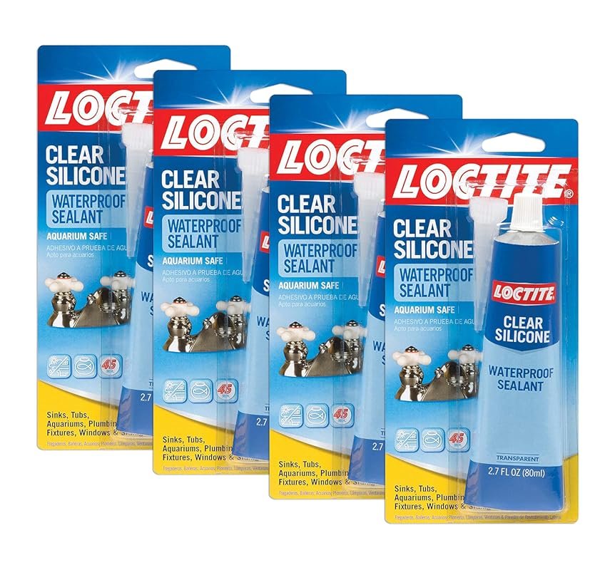 Loctite 908570 Clear Silicone Waterproof Sealant 4 Pack 2.7 Ounce Tube
