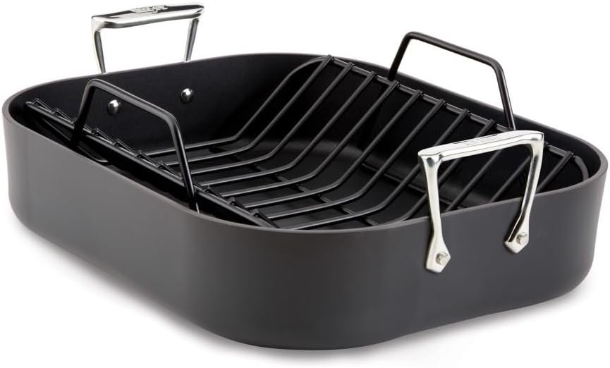 All-Clad HA1 Hard Anodized Nonstick Roaster with Rack (13x16 Inch) - O