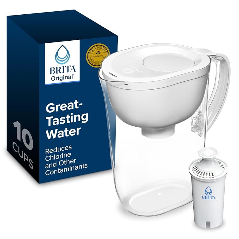 Brita Large 10-Cup NSF Water Filter Pitcher Removes Chlorine Taste & O