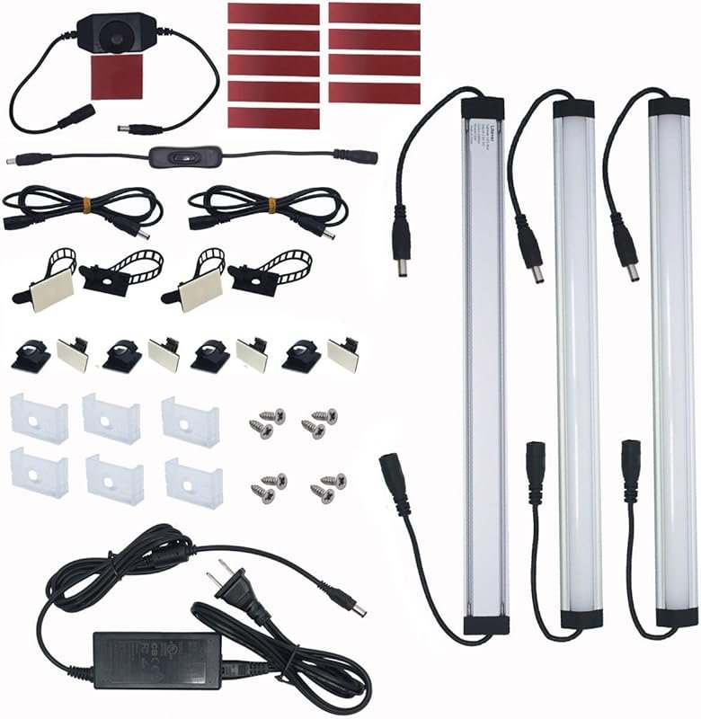 Litever 3-Pack 12-Inch LED Under Cabinet Light Bar Warm White 3000K 20