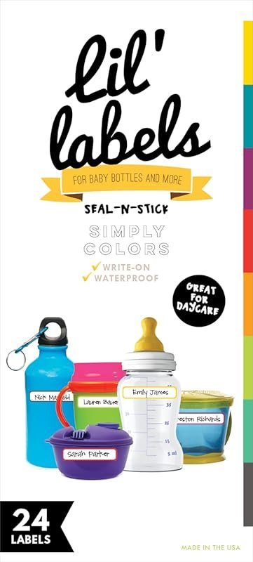 Write-On Self-Laminating Waterproof Kids Name Labels for Baby Bottles