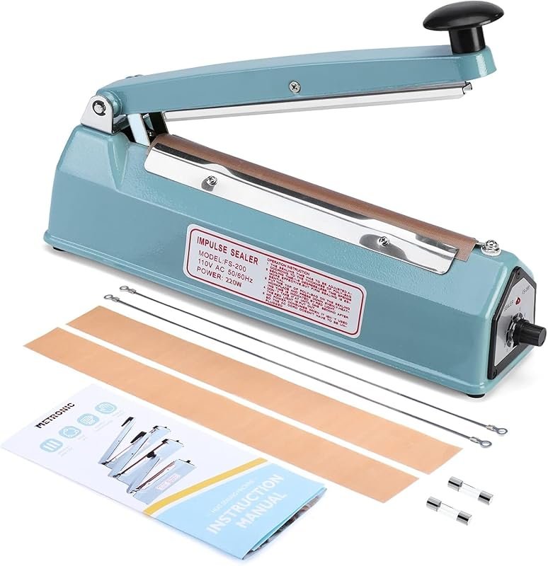 METRONIC 8 Inch Manual Impulse Heat Sealer for Plastic Bags and Shrink