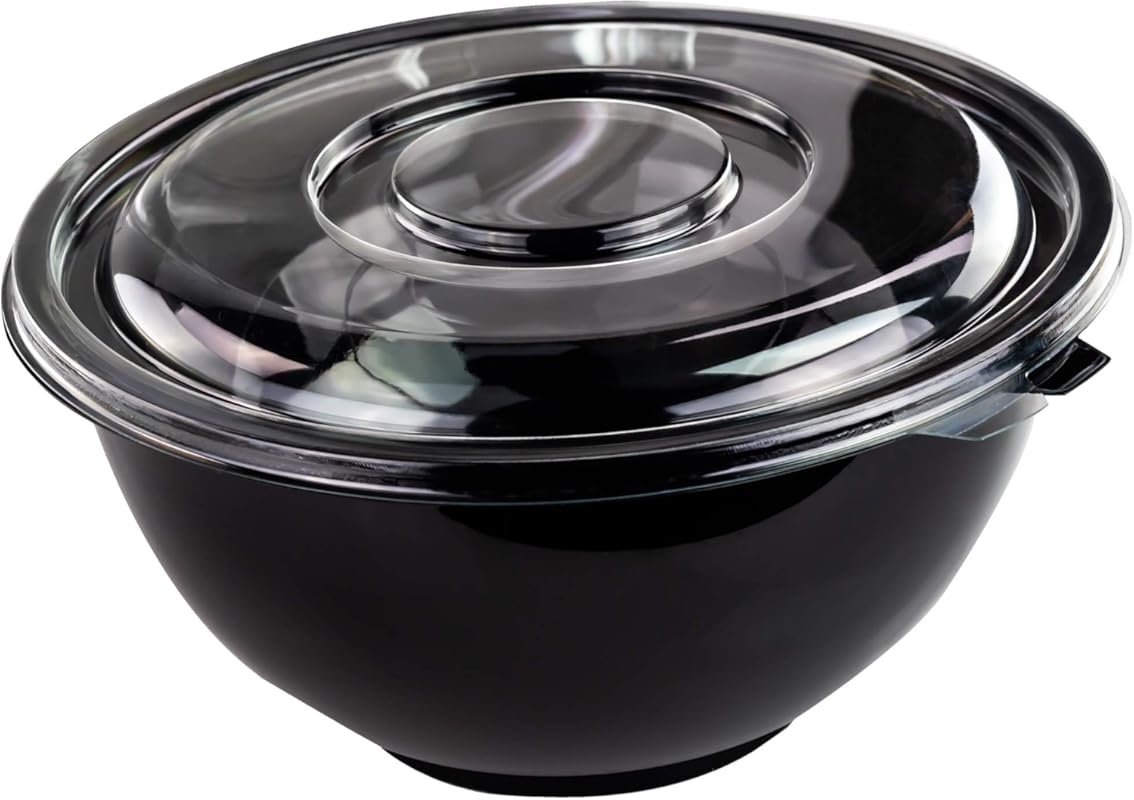 Recyclable 160 oz Large Disposable Serving Bowls with Lids 4-Pack