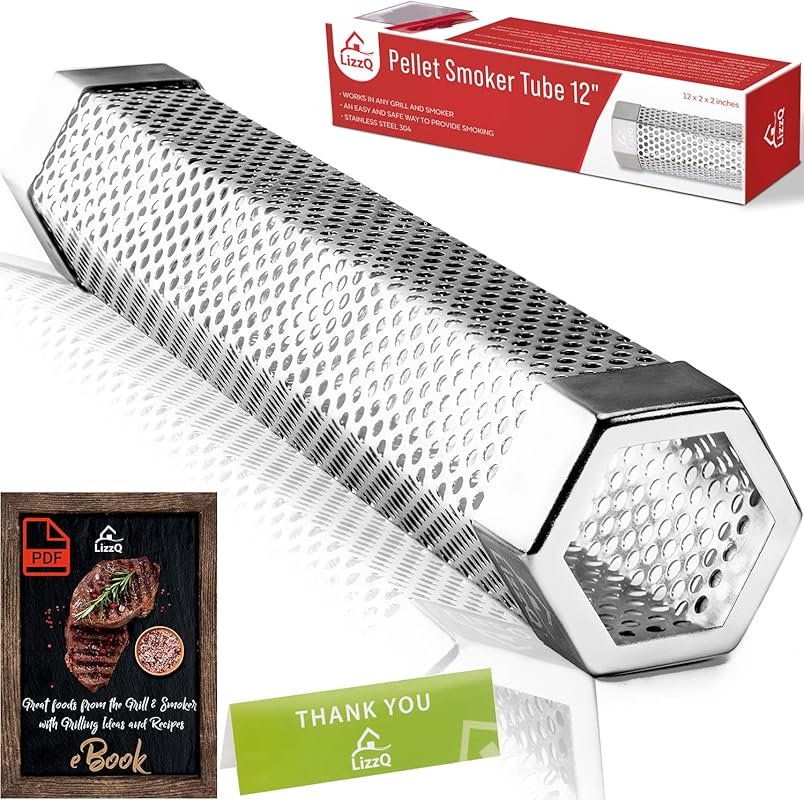 LIZZQ Premium Pellet Smoker Tube 12 Inches - 5 Hours Billowing Smoke f