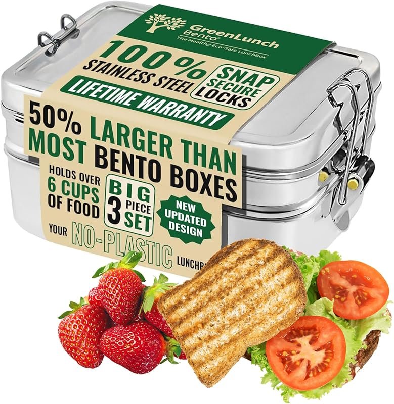Stackable Stainless Steel Bento Box for Adults with Snack Pod, 6 Cup C