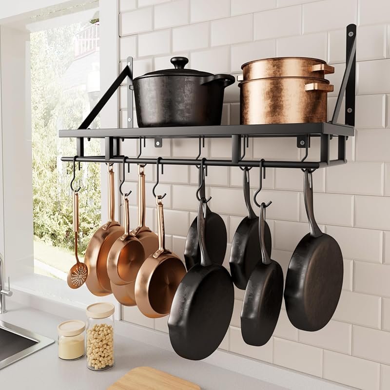 KES 24 Inch Kitchen Pan Pot Rack Wall Mounted Hanging Storage Organize