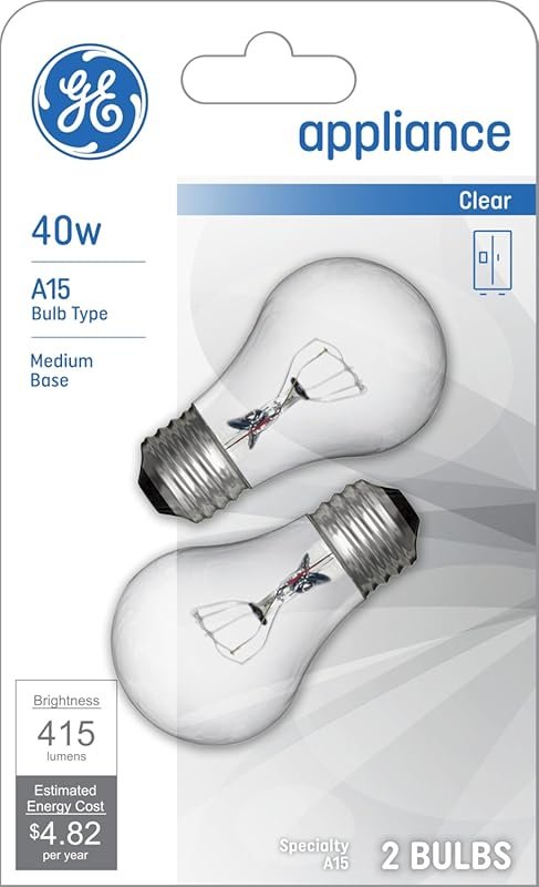 GE Incandescent 40W Soft White A15 Appliance Bulbs, High Temp Resistan