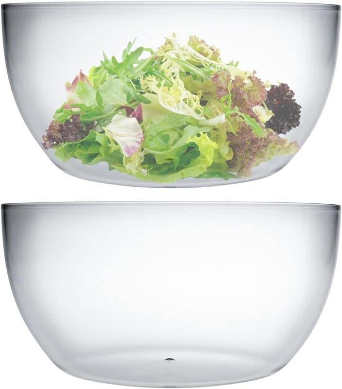 Large Clear Acrylic Salad Bowls 146 oz Break-Resistant Set of 2