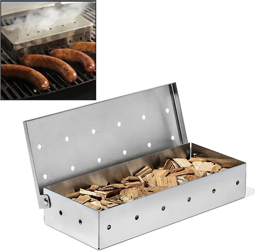 KEISSCO Large Stainless Steel Smoker Box for Gas and Charcoal Grills, 