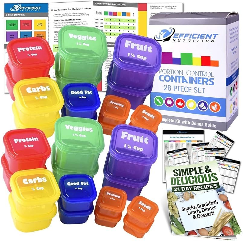 Efficient Nutrition 28-Piece DELUXE Portion Control Containers Kit wit