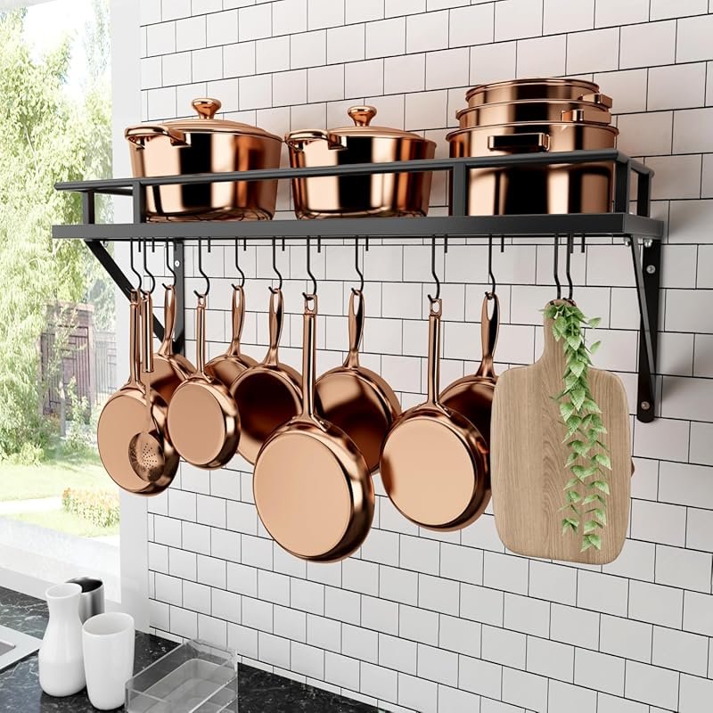 KES 30-Inch Kitchen Pan Pot Rack Wall Mounted Hanging Storage Organize