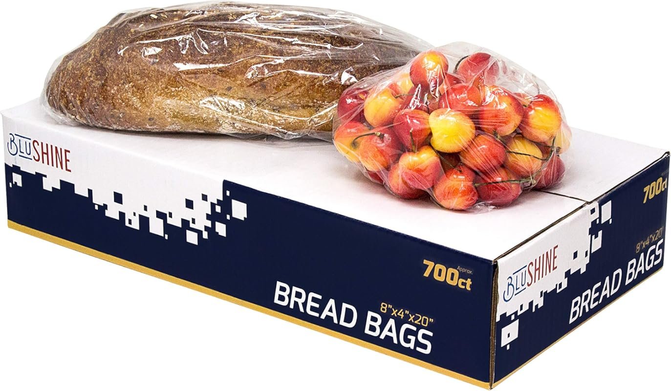 700-Pack Clear Gusseted Bread Bags 8x4x20 Inches for Homemade and Comm
