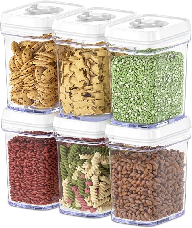 DWËLLZA KITCHEN Airtight Food Storage Containers 1L 6-Pack with White 