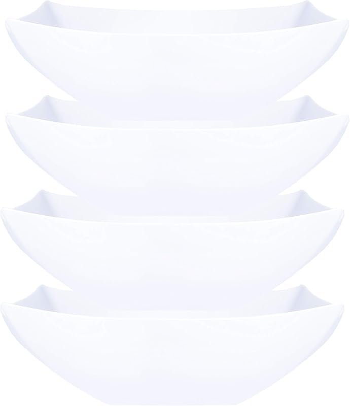 PLASTICPRO 128 oz Square White Plastic Serving Bowls, Extra Large Disposable