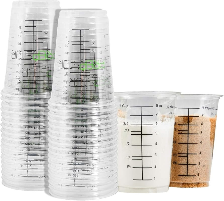 Pack of 20 8oz Clear Plastic Disposable Measuring Cups for Epoxy Resin
